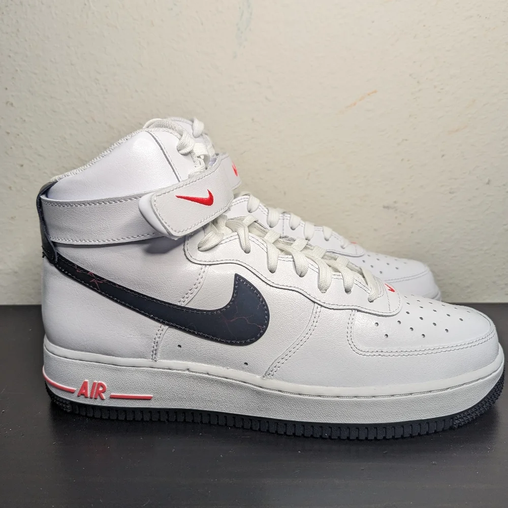 Nike Air Force 1 One High Hi Electric White Black Red FD0730 100 Uptown - Picture 4 of 9
